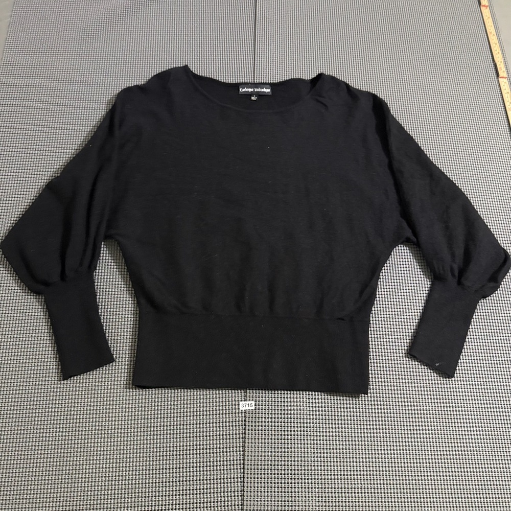Catherine Malandrino Womens Black Dolman Sleeve Ribbed Waist Sweater Size S